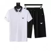 2021 armani Trainingsanzug manche courte homme lapel polo t-shirt shorts blanc